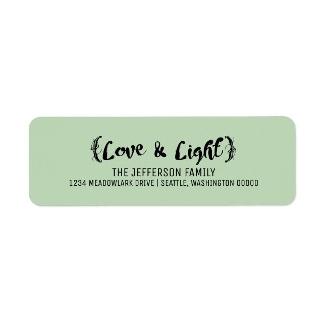 Ebony Elegant Sketched Love & Light Holiday Label (Front)