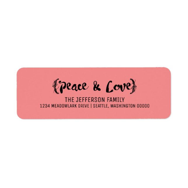 Ebony Elegant Sketched Peace & Love Holiday Label (Front)