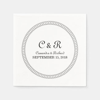 Ebony Encircled Round Paper Napkins