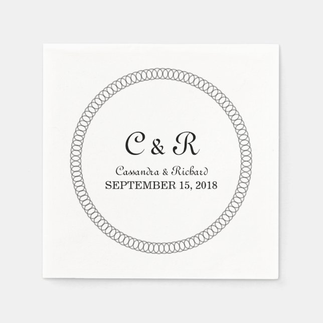 Ebony Encircled Round Paper Napkins (Front)