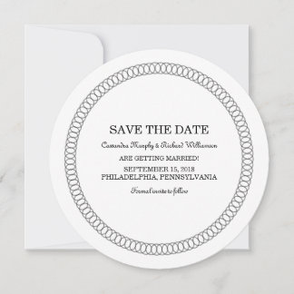 Ebony Encircled Round Save the Date Invite