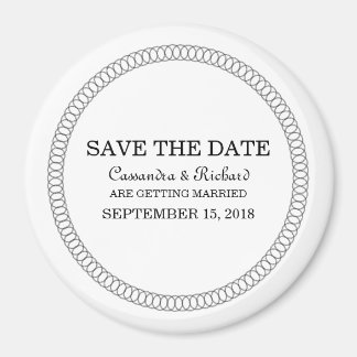 Ebony Encircled Round Save the Date Magnet
