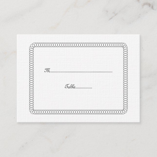Ebony Encircled Rounded Wedding Place Card (Front)