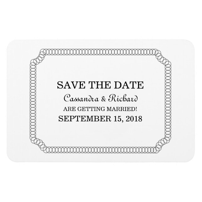 Ebony Encircled Ticket Save the Date Magnet (Horizontal)