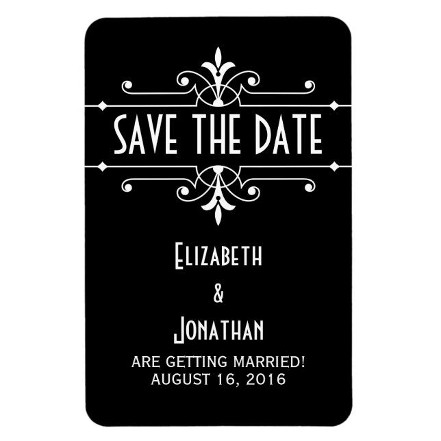 Ebony Fancy Ornamental Save the Date Magnet (Vertical)