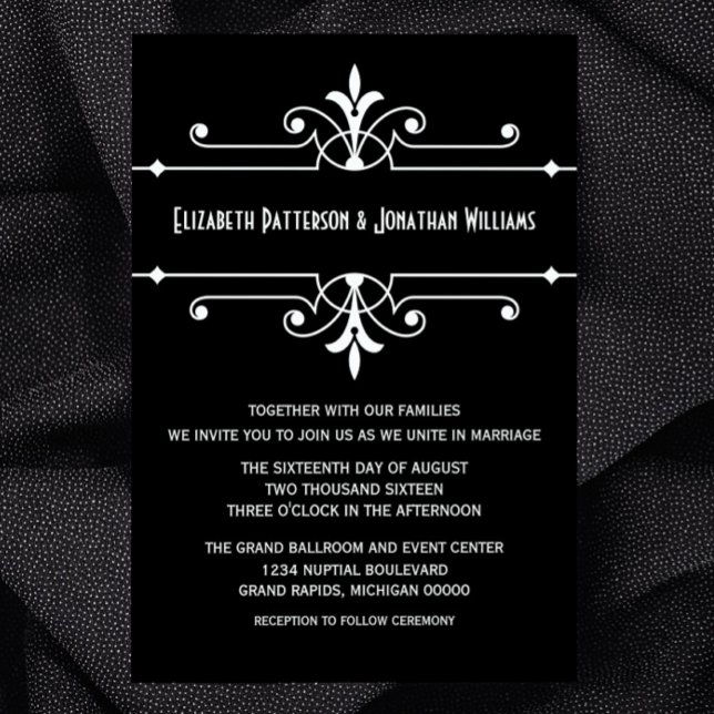 Ebony Fancy Ornamental Wedding Invite (Ebony Fancy Ornamental Wedding Invitation)