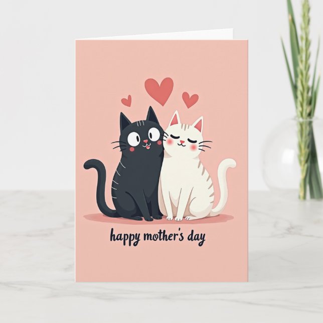 Ebony Feline Mothers Day Card (Front)