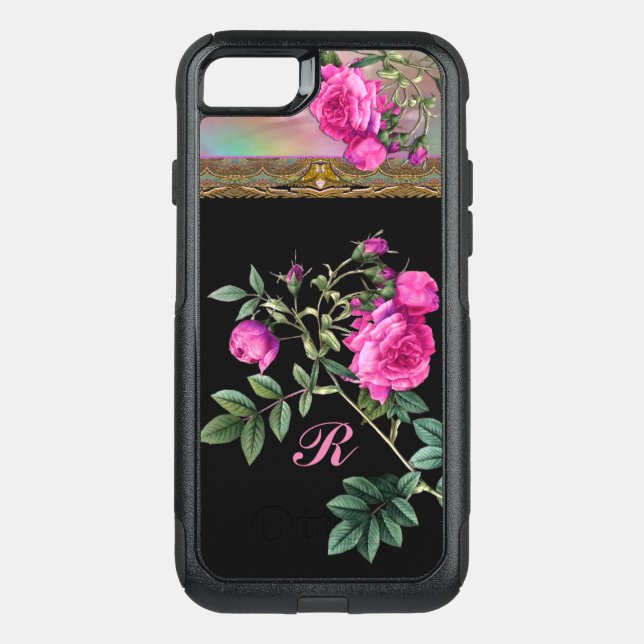 Ebony Flintz Vintage Rose Monogram Otterbox iPhone Case (Back)