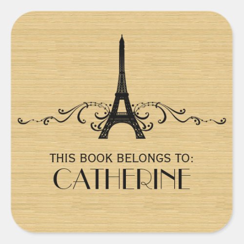 Ebony French Flourish Bookplate Stickers