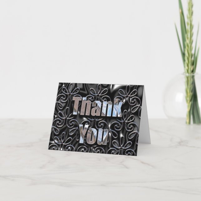 Ebony Gratitude Customizable Letterpress Thank You Card (Front)