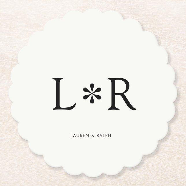 Ebony & Ivory Simple Chic Couple Paper Coaster (Front)