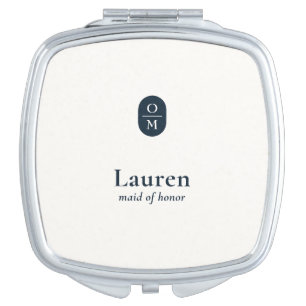 Ebony & Ivory   Wedding Monogram Bridesmaid Gift  Compact Mirror