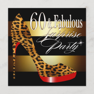 Ebony Leopard Stiletto Stripes 60 & Fabulous Invitation
