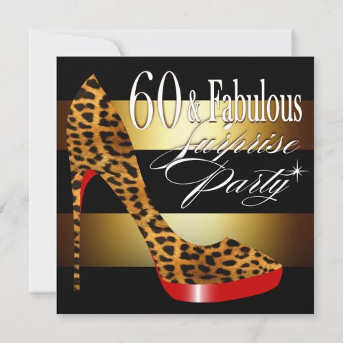Ebony Leopard Stiletto Stripes 60  Fabulous Invitation