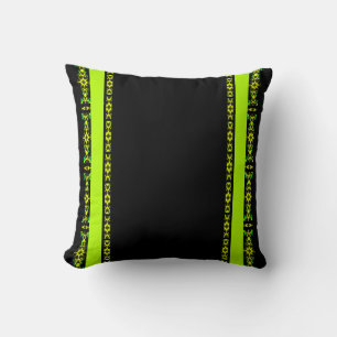 Ebony Lime Modern African Black & Green GeometricE Throw Pillow