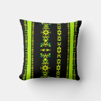 Ebony Lime Modern African Black & Green GeometricE Throw Pillow