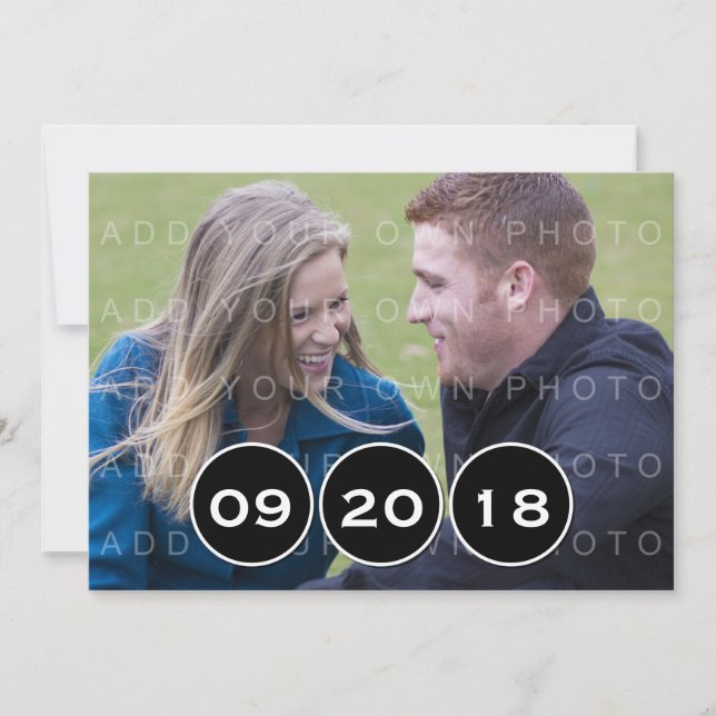 Ebony Modern Circles Photo Save the Date Invite (Front)
