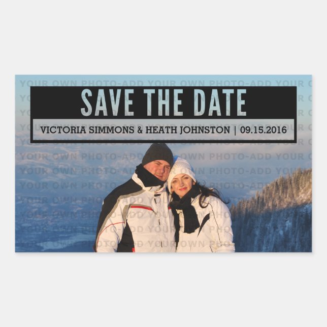 Ebony Modern Cut Out Save the Date Stickers (Front)