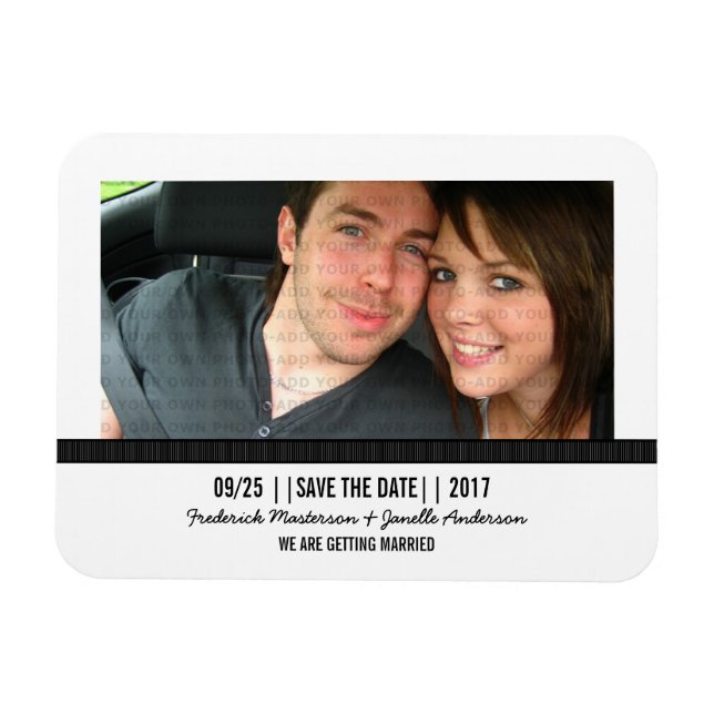 Ebony Modern Photo Save the Date Magnet (Horizontal)
