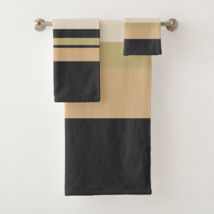 Ebony Pearl and Sand Stripes Bath Towel Set