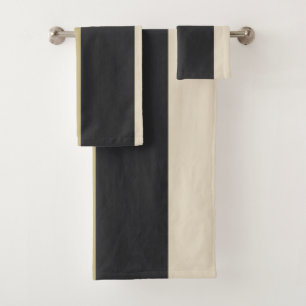 Ebony Pearl and Sand Stripes Bath Towel Set