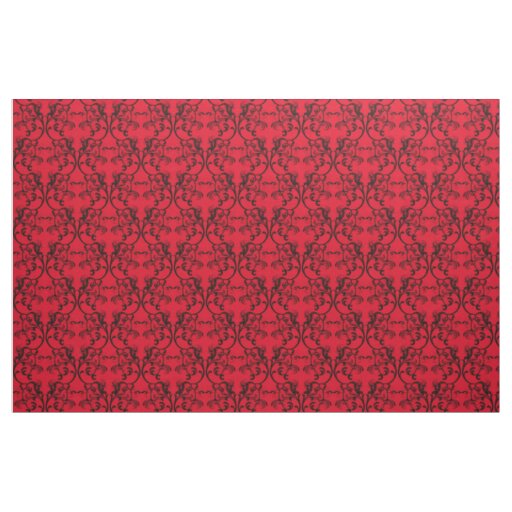 Ebony Red Parisian Damask Pattern Fabric