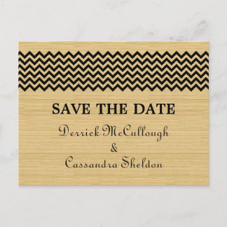 Ebony Rustic Chevron Save the Date Postcard