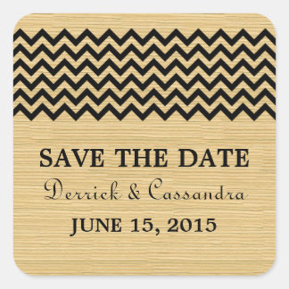 Ebony Rustic Chevron Save the Date Stickers