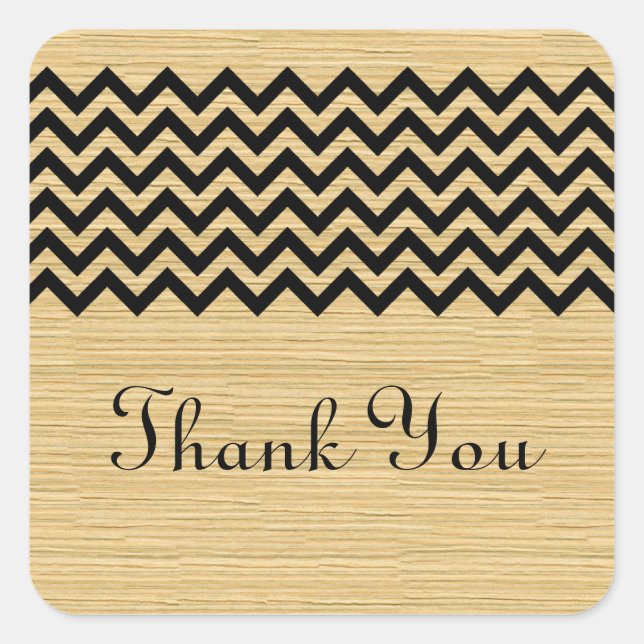 Ebony Rustic Chevron Thank You Stickers (Front)