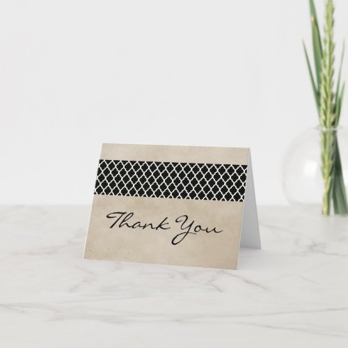 Ebony Rustic Quatrefoil Thank You Card