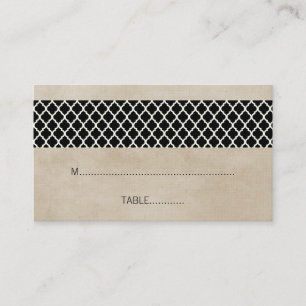 Ebony Rustic Quatrefoil Wedding Place Card