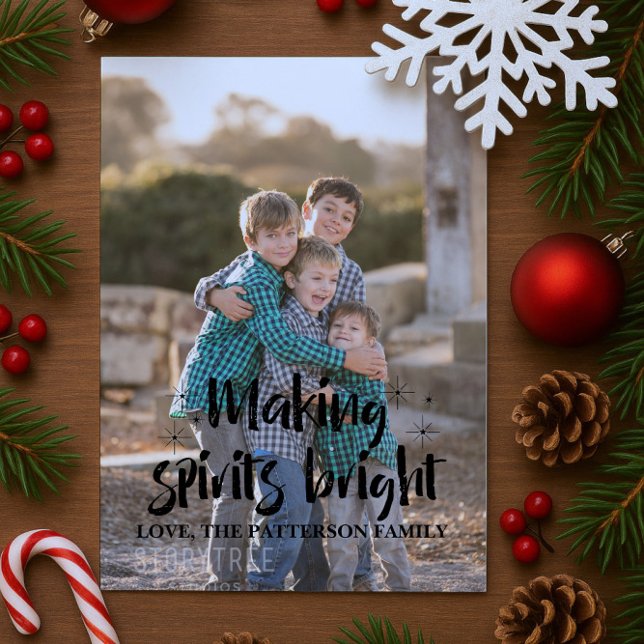Ebony Starry Making Spirits Bright Holiday Photo (Ebony Starry Making Spirits Bright Holiday Photo Card)