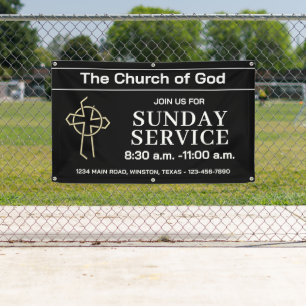 Ebony Sunday Service Church Banner With Your Logo