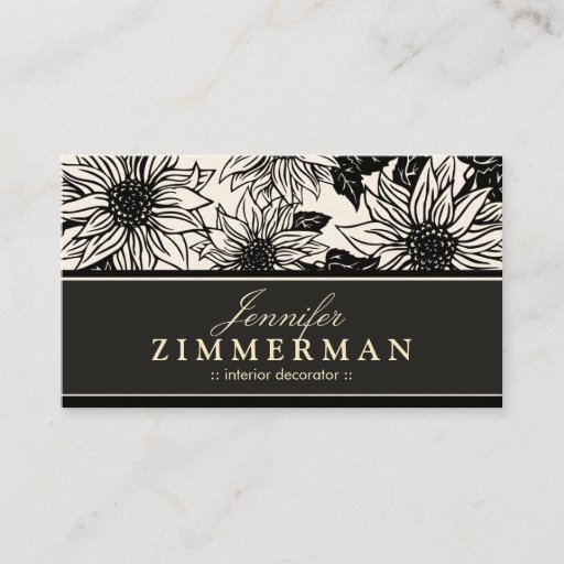 Customizable Ebony Sunflowers Floral Business Card