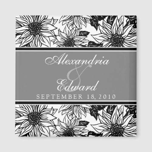 Ebony Sunflowers Wedding Favor Magnet Gift