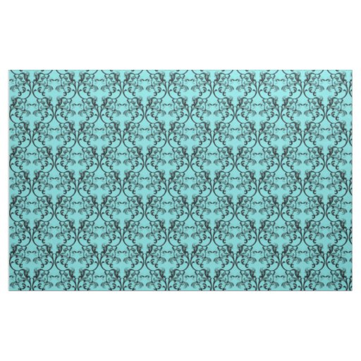 Ebony Turquoise Parisian Damask Pattern Fabric