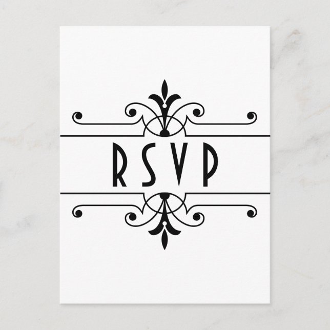 Ebony v2 Fancy Ornamental RSVP Postcard (Front)
