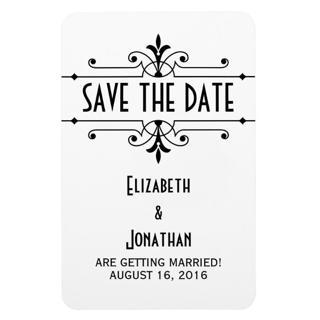 Ebony v2 Fancy Ornamental Save the Date Magnet (Vertical)