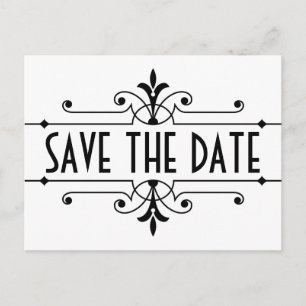 Ebony v2 Fancy Ornamental Save the Date Postcard