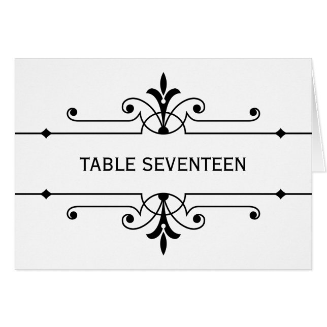 Ebony v2 Fancy Ornamental Table Number Card (Front Horizontal)