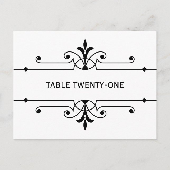 Ebony v2 Fancy Ornamental Table Number Postcard (Front)