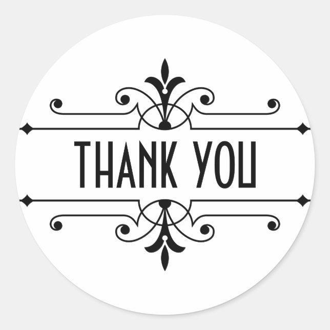 Ebony v2 Fancy Ornamental Thank You Stickers (Front)