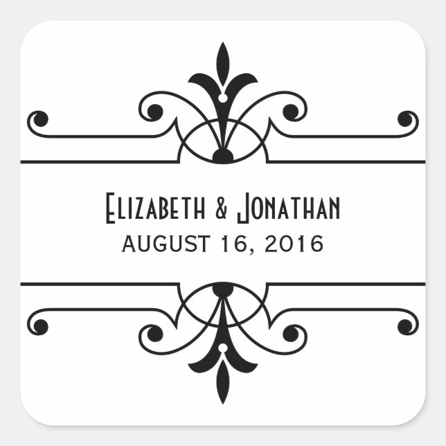 Ebony v2 Fancy Ornamental Wedding Stickers (Front)