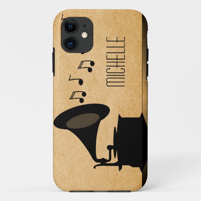 Ebony Vintage Gramophone BT iPhone 5 Case (Back)