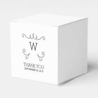 Ebony Whimsical Flourish Monogram Favor Boxes