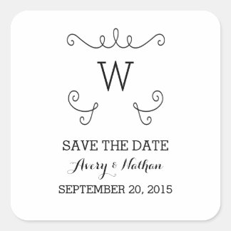 Ebony Whimsical Flourish Save the Date Stickers