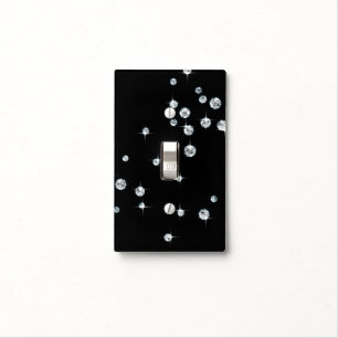 Ebony & White Diamonds Light Switch Cover