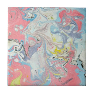 Ebru Art Pastel Abstract  Ceramic Tile