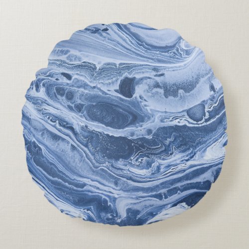 Ebru Creative Abstract Acrylic Waves Round Pillow
