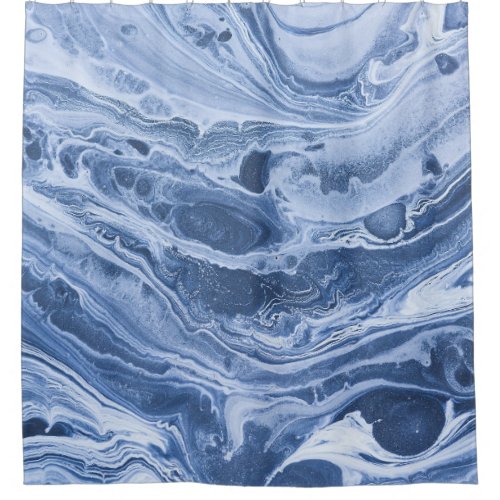 Ebru Creative Abstract Acrylic Waves Shower Curtain